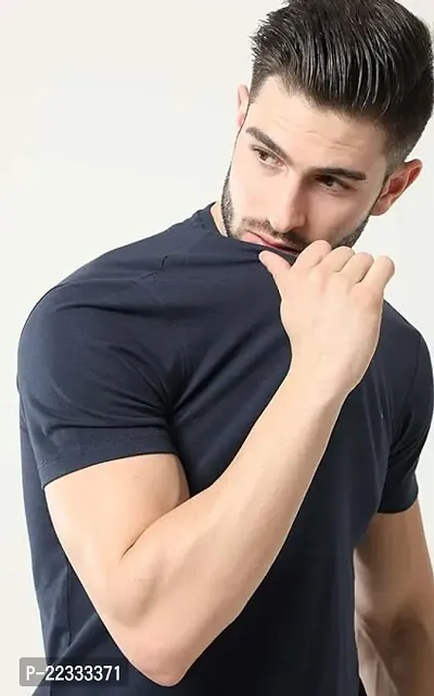 Comfortable Black Polyester Blend Tees For Men-thumb0