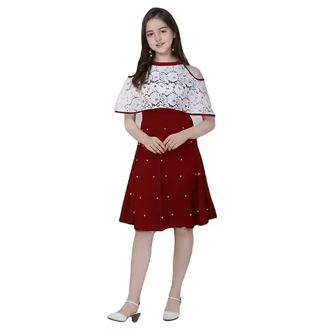 Stylish Crepe Knee Length/Midi Casual Dress for Girls