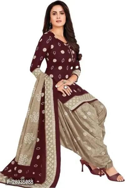 Elegant Maroon Poly Crepe Dress Material with Dupatta For Women-thumb0