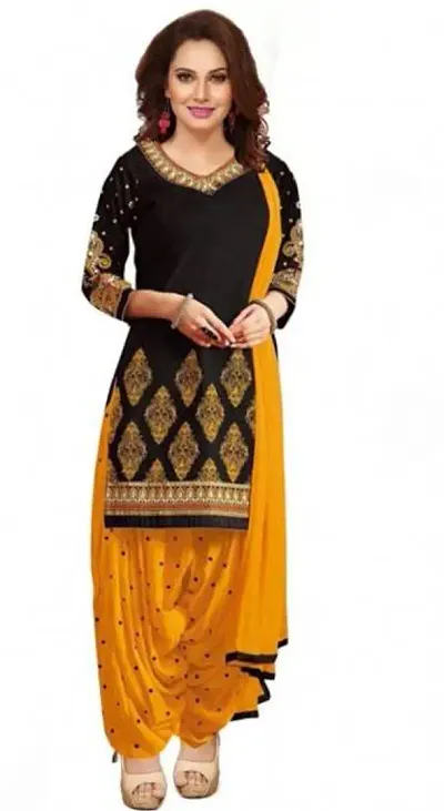 Straight Style Crepe Printed Dress Material With Dupatta