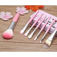 Makeup Brushes With Hello Kitty Print Storage Box and Makeup Blending Puff Sponge - Pink , Pack of 7 , Kitty-thumb2
