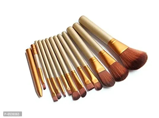 Naked Wooden Full Makeup Brush Set with Golden Handle - Pack of 12-thumb2