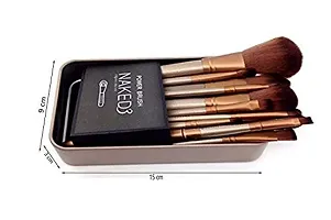 Naked Wooden Full Makeup Brush Set with Golden Handle - Pack of 12-thumb2