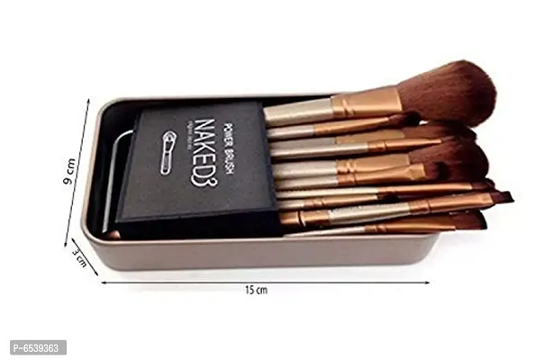 Naked Wooden Full Makeup Brush Set with Golden Handle - Pack of 12-thumb3