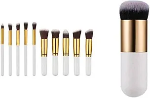 HOT BEAUTY COMBO OF 10 PIECE BRUSH EITHER BLACK OR WHITE AND CAPSULE SHAPE FOUNDATION BRUSH-thumb1