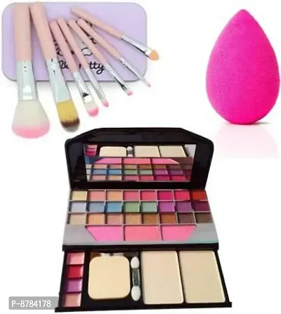 Hot Beauty Combo Of Tya(6155) Eyeshadow ,Pink Kitty Brush Box And Single Puff-thumb0