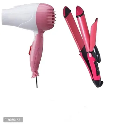 Hot beauty Hair Dryer and 2 in 1 Hair Straightener Curler Combos Hair Styling Tool (Multicolour)-thumb0