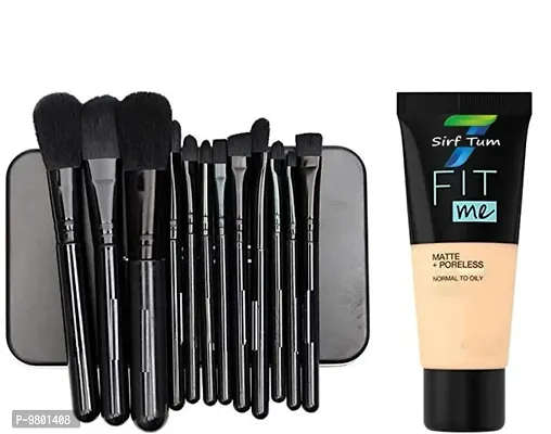 hot beauty combo of 12 piece brush teen box AND  FIT ME FOUNDATION-thumb0