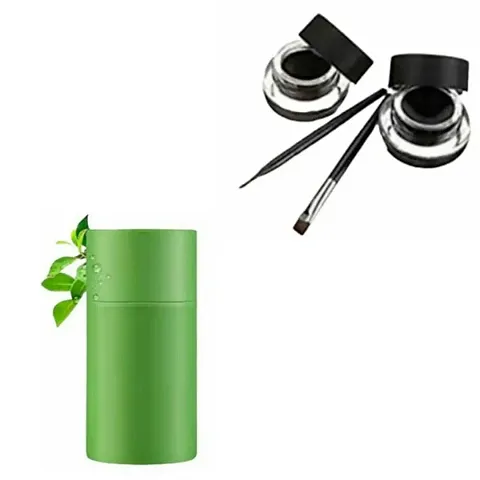 hot beauty combo of 2in1 gel eyeliner (black brown) smudge proof and water proof  and green stick face mask