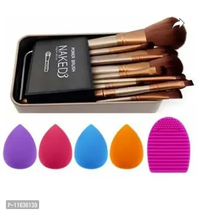 HOT BEAUTY  COMBO OF NAKED BRUSH BOX  ,4 PIECE BEAUTY BLENDER  AND 1PIECE BRUSH CLEANER