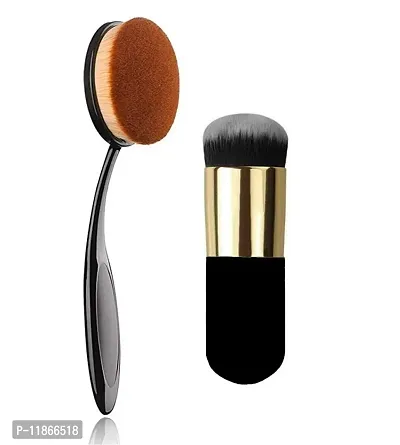 hot beauty combo of bullet shape foundation brush and oval shape foundation brush pack of 2