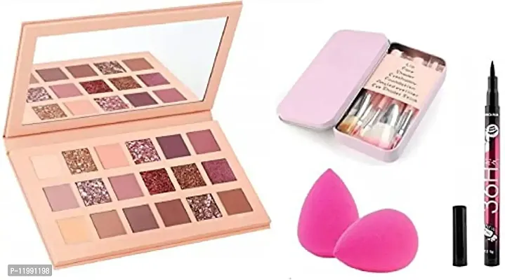 HOTBEAUTY Nude Eye Shadow Palette 18 Shade in 1 Kit combo set  (4 Items in the set), Shimmery  Matte Finish