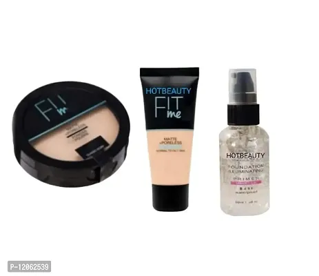 HOTBEAUTY BEST COMBO FACE COMPACT, FACE PRIMER AND Matte+Poreless Liquid Tube Foundation-thumb0