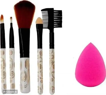 HOTBEAUTY 5 Pcs Makeup Brush with 1 Blender Makeup Set (Set of 6) (Multicolor)