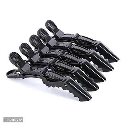 HOT BEAUTY Professional Hair Styling Plastic Clips Sectioning Crocodile Hair Clips Duckbill Clips Section Clips, Non-Slip Hairdresser for Thick Hair Large Hairpin for Women, Black, Pack of 6-thumb0