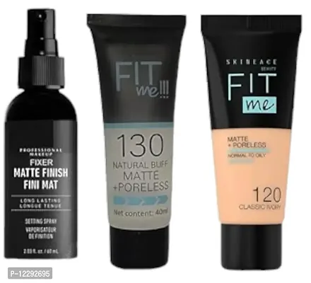 Fit Me Face Makeup Kit Primer Fixer Foundation Set Of 3 Beauty Kits And Combos Skin Care Kits-thumb0