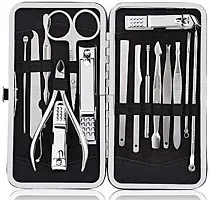 Manicure Pedicure 16 Tools Set Nail Clippers Stainless Steel Professional Nail Scissors Grooming Kits, Nail Tools with Leather Case-thumb1