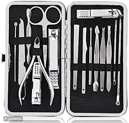 Manicure Pedicure 16 Tools Set Nail Clippers Stainless Steel Professional Nail Scissors Grooming Kits, Nail Tools with Leather Case-thumb2