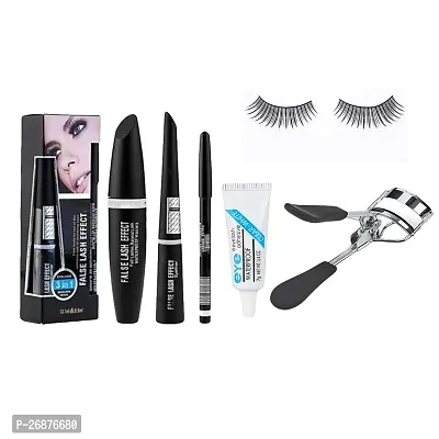 hot beauty  Eye Makeup Combo Kit (1 Eyelash Curler + 1 Eyelash + 3 in 1 Mascara combo pack + 1 Eye Less Glue-thumb0