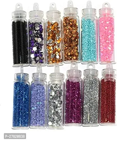 hot beauty  Nail Art Combo of 12 Glitter Bottles, 3 Gm Nail Art Glue and 5 Pieces of Nail-thumb4