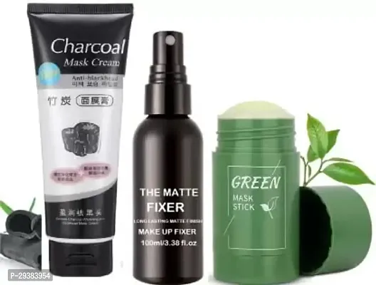 hot beauty combo of  Charcoal peel off mask Fixer for face and GREEN TEA MASK STICK