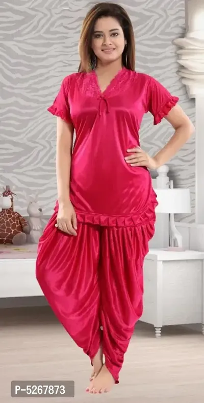 night suit with patiala (dhoti style) for women & girls free size dark  maroon & light maroon
