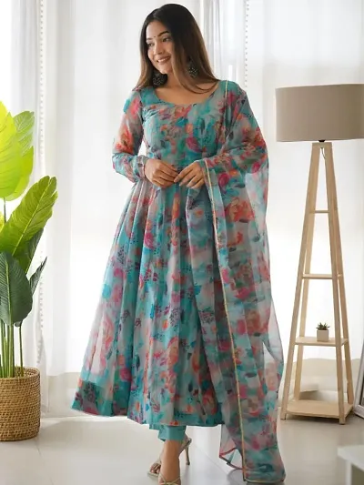Buy Bollywood Designer Stylish Digital Printed Anarkali Dress With