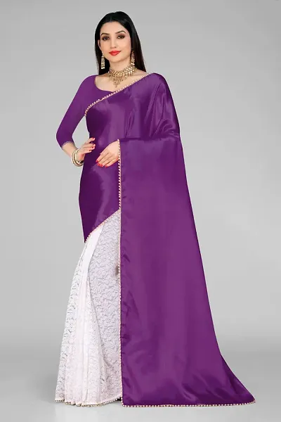 Fancy Satin Saree With Blouse Piece For Women