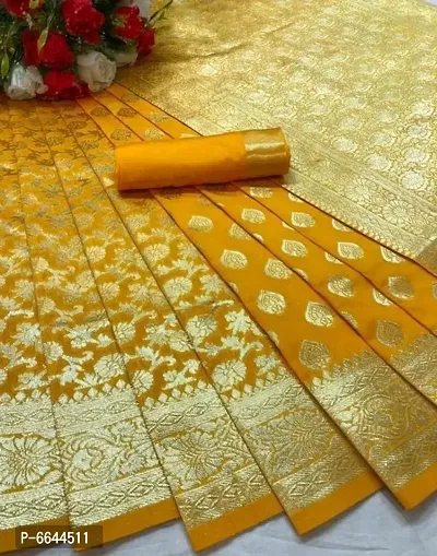 Yellow Art Silk Jacquard Sarees For Women