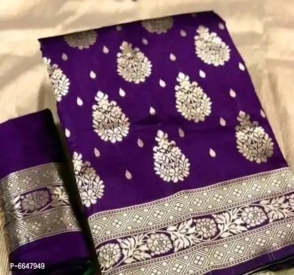 Purple Art Silk Jacquard Sarees For Women-thumb0