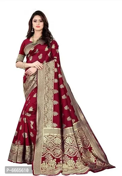 Women Banarasi Silk Jacquard Saree with Blouse piece-thumb0