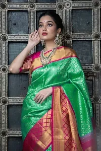 Green Art Silk Jacquard Sarees For Women-thumb1