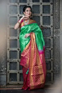 Trendy Green Art Silk Jacquard Sarees For Women-thumb2