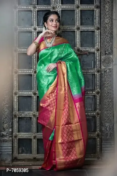 Trendy Green Art Silk Jacquard Sarees For Women-thumb3