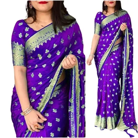 Soft Lichi Silk Jacquard Work Saree with Blouse piece