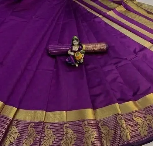 Kanjivaram Silk Peacock Golden Border Woven Sarees With Blouse piece