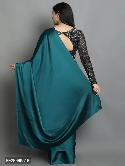 Solid Satin Silk Saree With Sequin Blouse Piece-thumb2