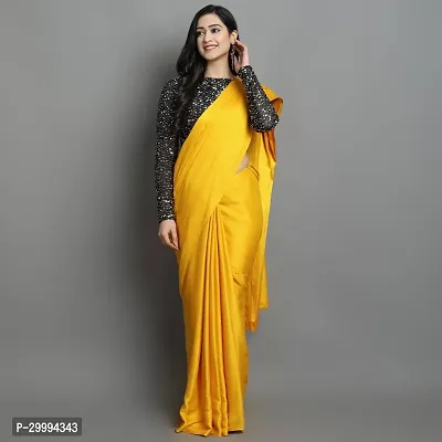 Solid Satin Silk Saree With Sequin Blouse Piece