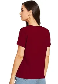 Cintia? Women Print Smile Tshirt | Half Sleve Plain | Regular Fit Ladies T Shirt for Women & Girls | Cotton Shirt for Women | T-Shirt Love Maroon-M-thumb1