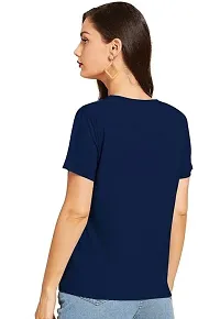 Cintia? Women Print Smile hirt | Half Sleve Plain | Regular Fit Ladies T Shirt for Women & Girls | Cotton Shirt for Women | Elephant Blue-XL-thumb1