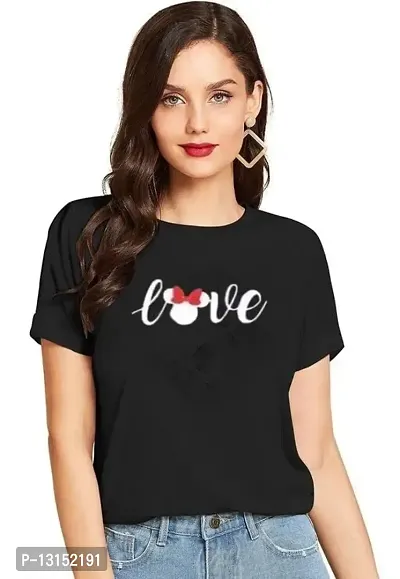 Cintia? Women Print Smile Tshirt | Half Sleve Plain | Regular Fit Ladies T Shirt for Women & Girls | Cotton Shirt for Women | T-Shirt for Women | T-Shirt Love Pink-L