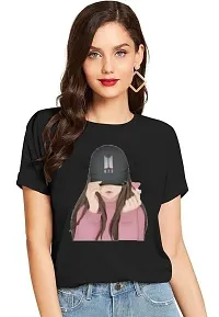 Cintia? Women Print Smile Tshirt | Half Sleve Plain | Regular Fit Ladies T Shirt for Women & Girls | Cotton Shirt for Women | Blackwhite -XL-thumb1