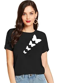 Cintia? Women Print Smile Tshirt | Half Sleve Plain | Regular Fit Ladies T Shirt for Women & Girls | Cotton Shirt for Women | WhiteBlack - XL-thumb2