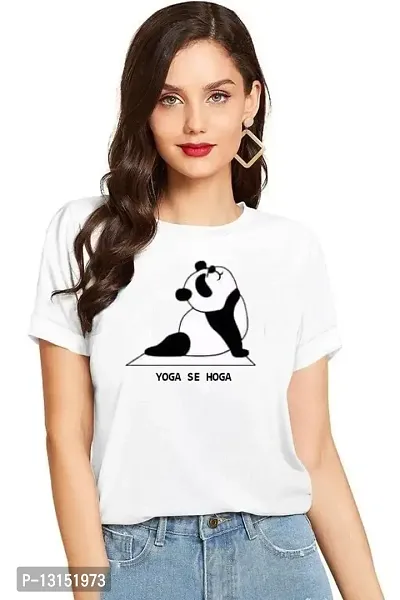 Cintia? Women Print Smile Tshirt | Half Sleve YogaSeHoga | Regular Fit Ladies T Shirt for Women & Girls | Cotton Shirt for Women | T-Shirt YogaSeHoga White-L-thumb0