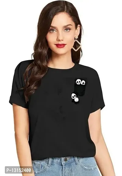 Cintia? Women Print Smile Tshirt | Half Sleve Plain | Regular Fit Ladies T Shirt for Women & Girls | Cotton Shirt for Women | T-Shirt for Women | T-Shirt Pkitpanda Pink-S