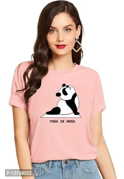 Cintia? Women Print Smile Tshirt | Half Sleve YogaSeHoga | Regular Fit Ladies T Shirt for Women & Girls | Cotton Shirt for Women | T-Shirt for Women