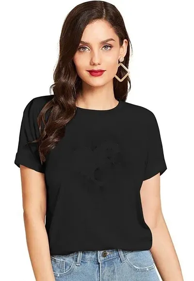 Cintia? Women Print Smile Tshirt | Half Sleve Plain | Regular Fit Ladies T Shirt for Women & Girls | Cotton Shirt for Women | T-Shirt for Women | Plain