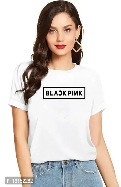 Cintia? Women Print Smile Tshirt | Half Sleve Plain | Regular Fit Ladies T Shirt for Women & Girls | Cotton Shirt for Women | T-Shirt Blackpink | White-L