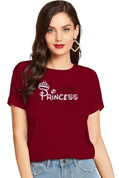Cintia? Women Print Smile Tshirt | Half Sleve Princess | Regular Fit Ladies T Shirt for Women & Girls | Cotton Shirt for Women | T-Shirt for Women | Princess
