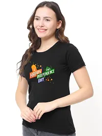 Elegant Black Cotton Printed T-Shirts For Women-thumb2